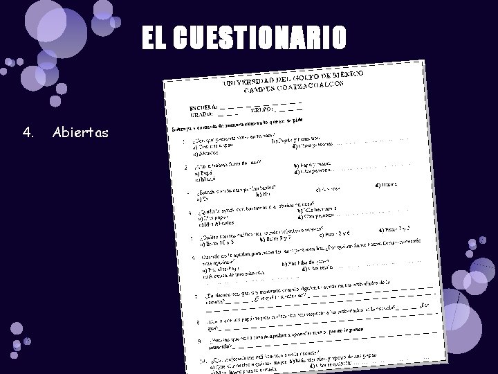 EL CUESTIONARIO 4. Abiertas 
