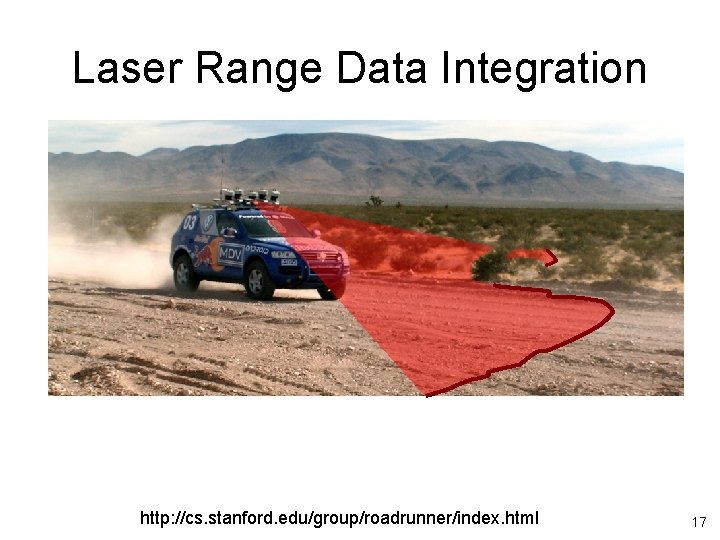 Laser Range Data Integration http: //cs. stanford. edu/group/roadrunner/index. html 17 
