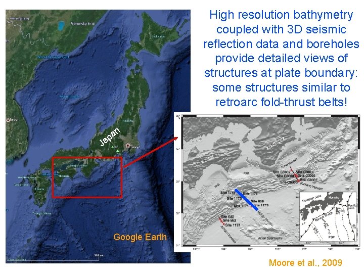 High resolution bathymetry coupled with 3 D seismic reflection data and boreholes provide detailed