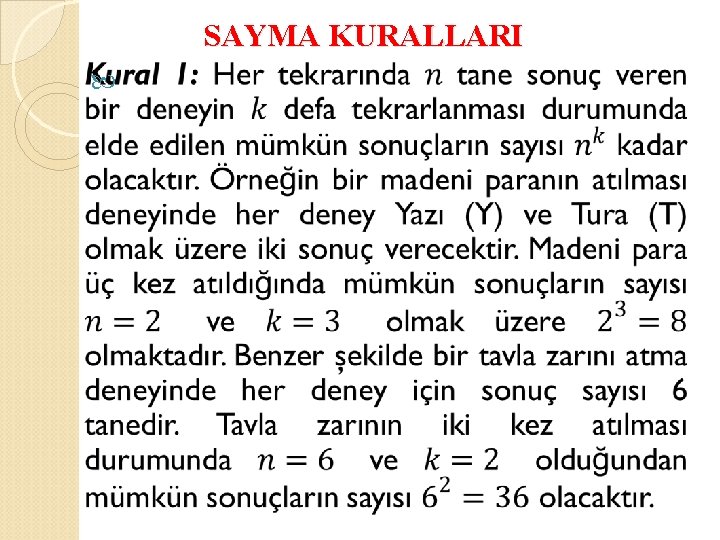 SAYMA KURALLARI 
