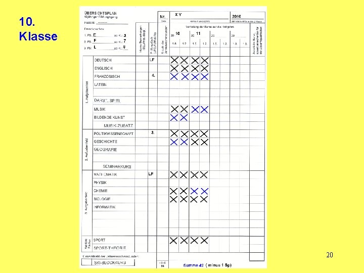 10. Klasse 20 