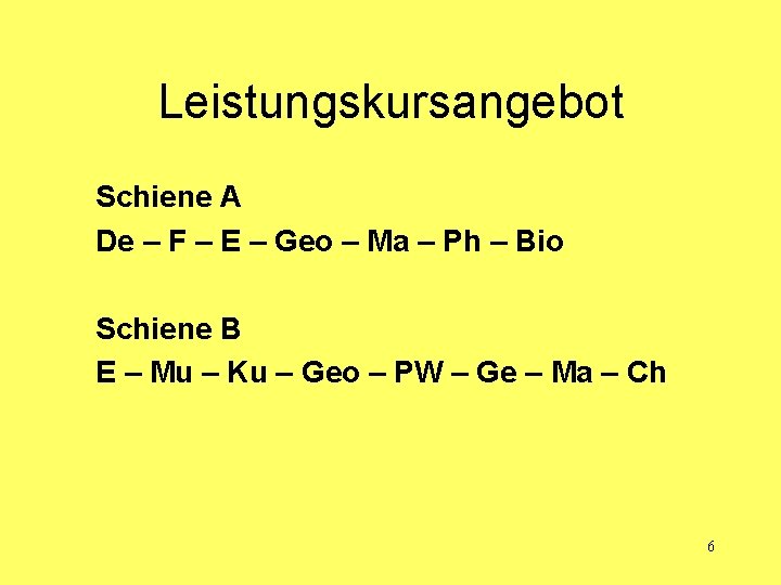 Leistungskursangebot Schiene A De – F – E – Geo – Ma – Ph