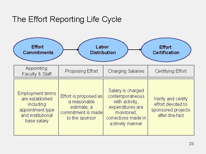 The Effort Reporting Life Cycle Effort Commitments Appointing Faculty & Staff Labor Distribution Proposing