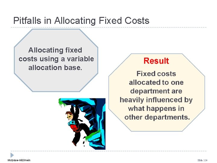 Pitfalls in Allocating Fixed Costs Allocating fixed costs using a variable allocation base. Mc.