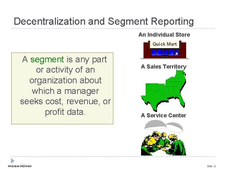 Decentralization and Segment Reporting An Individual Store Quick Mart A segment is any part