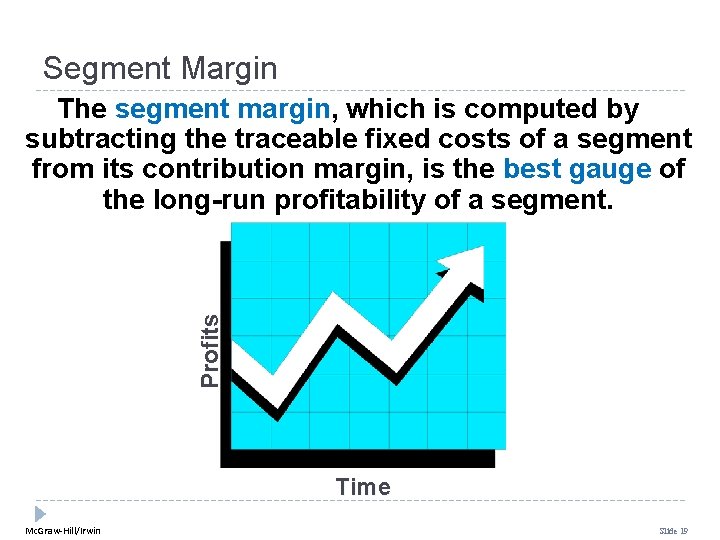 Segment Margin Profits The segment margin, which is computed by subtracting the traceable fixed