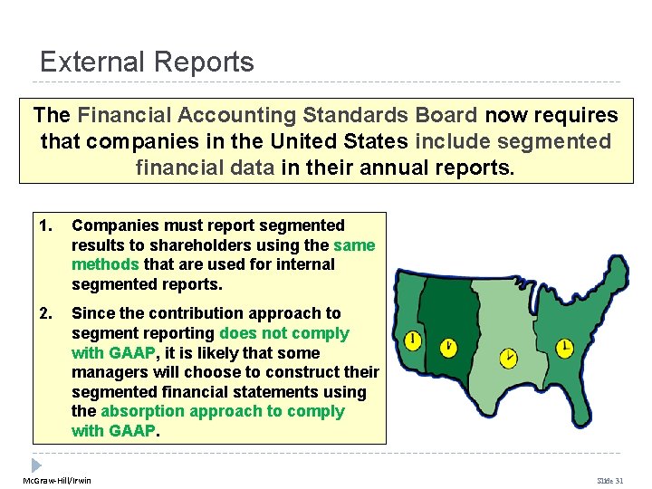 External Reports The Financial Accounting Standards Board now requires that companies in the United