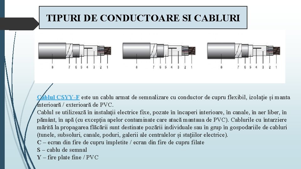 TIPURI DE CONDUCTOARE SI CABLURI Cablul CSYY-F este un cablu armat de semnalizare cu