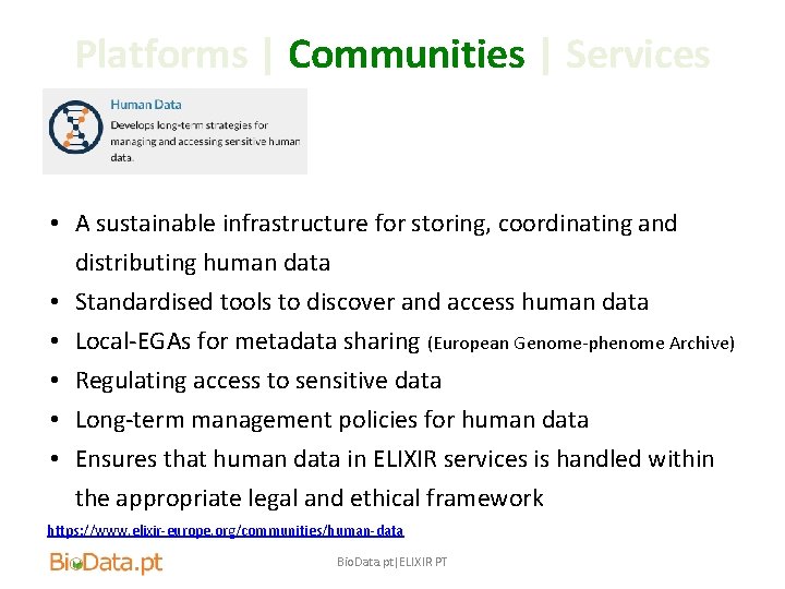 Platforms | Communities | Services • A sustainable infrastructure for storing, coordinating and distributing