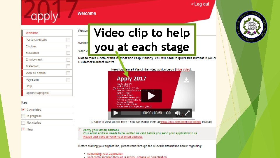 Video clip to help you at each stage 
