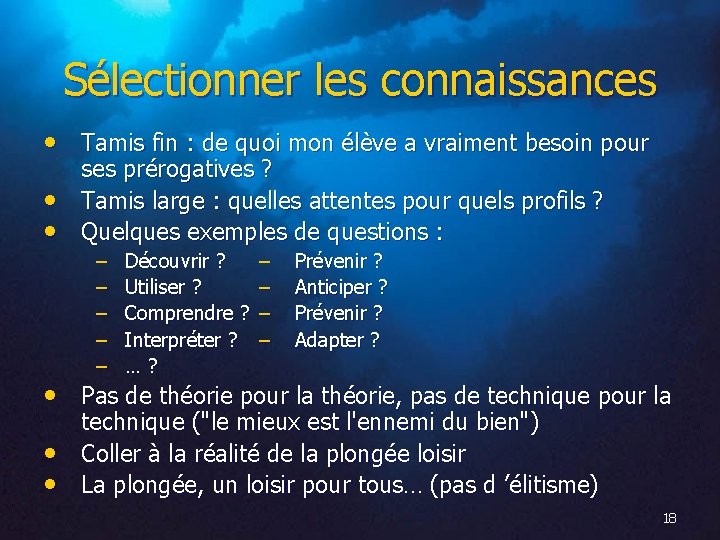 Sélectionner les connaissances • Tamis fin : de quoi mon élève a vraiment besoin