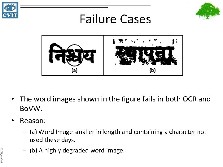 Failure Cases • The word images shown in the figure fails in both OCR