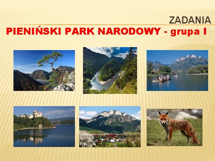 ZADANIA PIENIŃSKI PARK NARODOWY - grupa I 