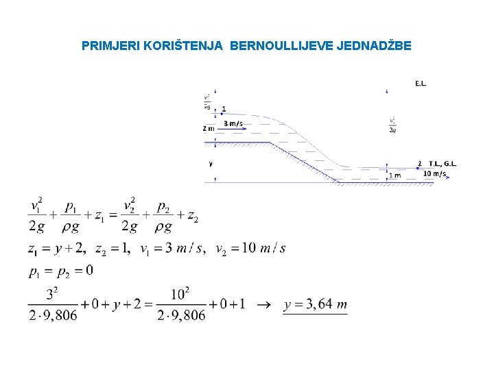 PRIMJERI KORIŠTENJA BERNOULLIJEVE JEDNADŽBE 