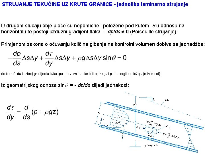 STRUJANJE TEKUĆINE UZ KRUTE GRANICE - jednoliko laminarno strujanje U drugom slučaju obje ploče