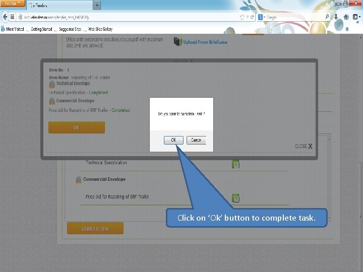 Click on ‘Ok’ button to complete task. 