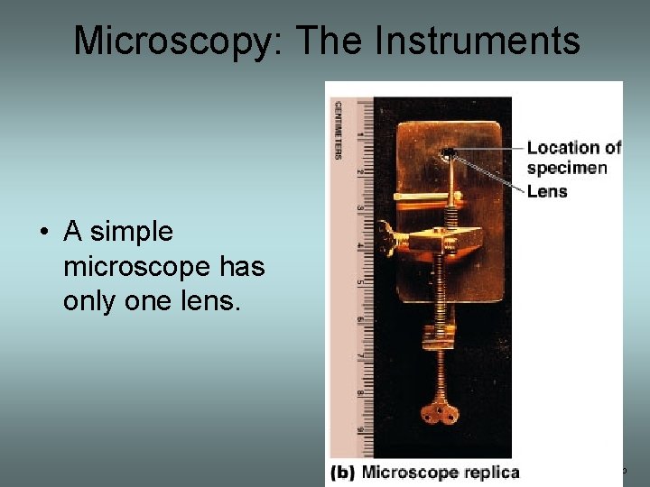 Microscopy: The Instruments • A simple microscope has only one lens. Figure 1. 2