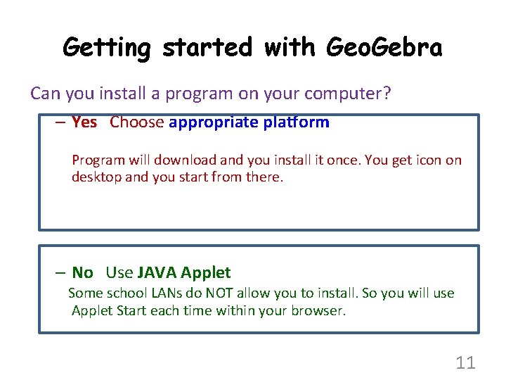 Getting started with Geo. Gebra Can you install a program on your computer? –