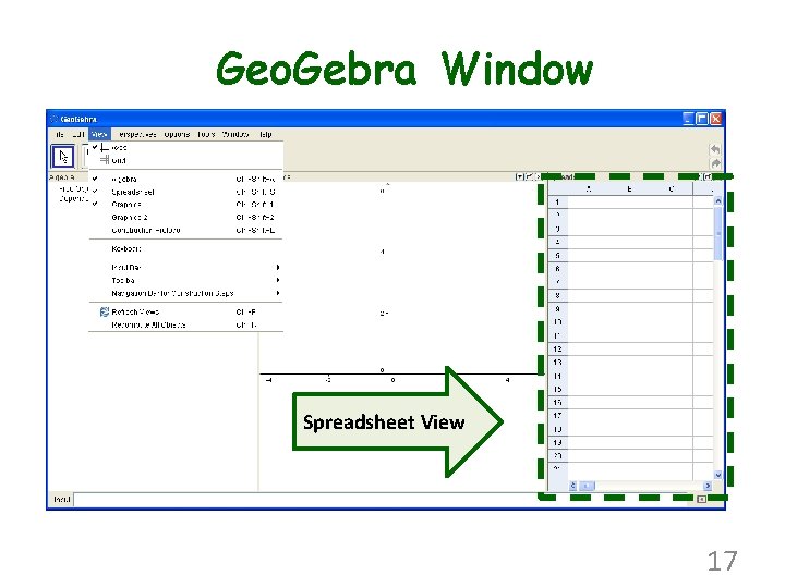 Geo. Gebra Window Spreadsheet View 17 