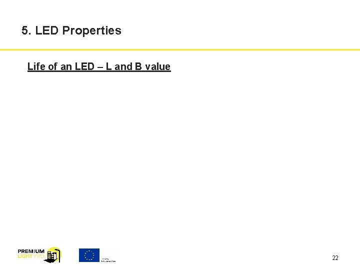5. LED Properties Life of an LED – L and B value 22 