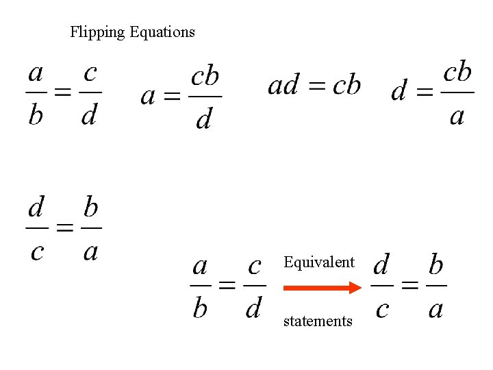 Flipping Equations Equivalent statements 