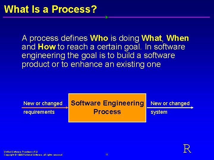 What Is a Process? A process defines Who is doing What, When and How