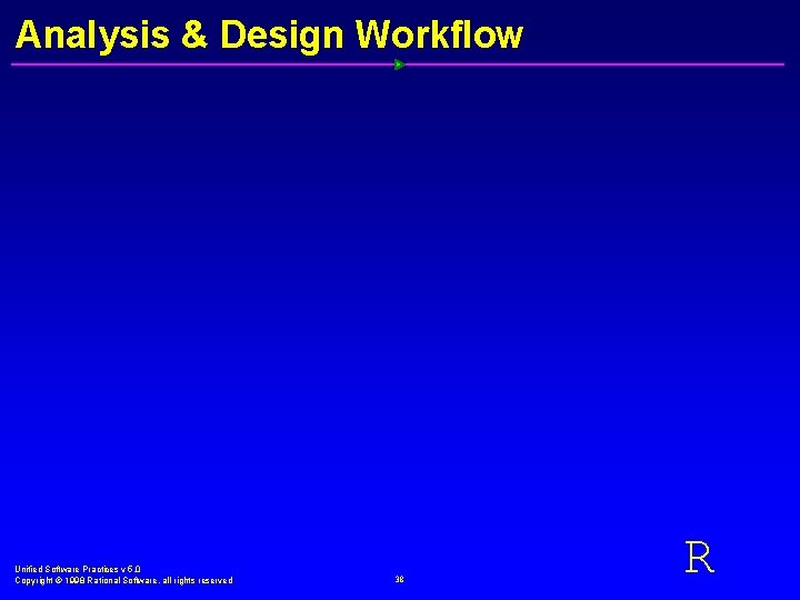 Analysis & Design Workflow Unified Software Practices v 5. 0 Copyright Ó 1998 Rational