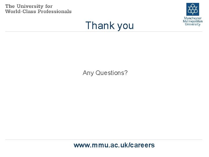 Thank you Any Questions? www. mmu. ac. uk/careers 