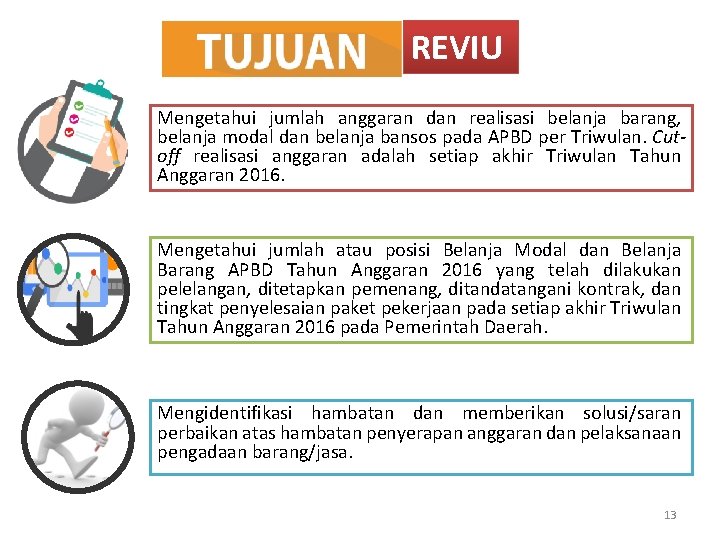 REVIU Mengetahui jumlah anggaran dan realisasi belanja barang, belanja modal dan belanja bansos pada