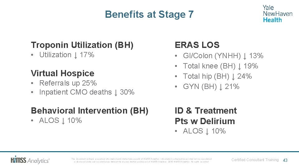 Benefits at Stage 7 Troponin Utilization (BH) ERAS LOS • Utilization ↓ 17% •