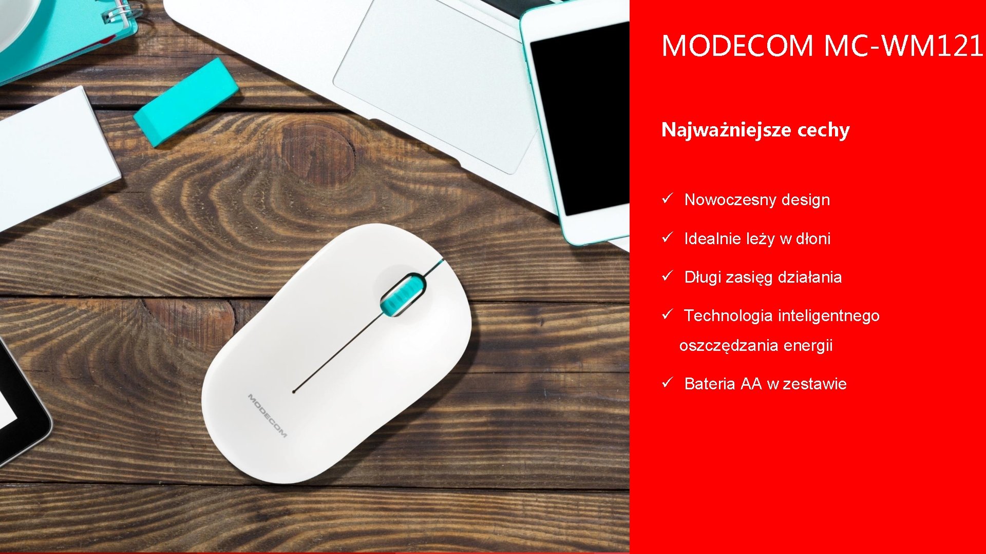 MODECOM MC-WM 121 Najważniejsze cechy ü Nowoczesny design ü Idealnie leży w dłoni ü