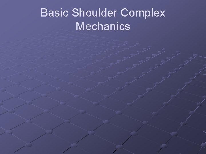 Basic Shoulder Complex Mechanics 