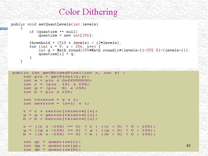 Color Dithering 49 Color Dithering 49