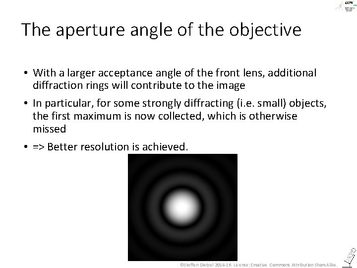 The aperture angle of the objective • With a larger acceptance angle of the