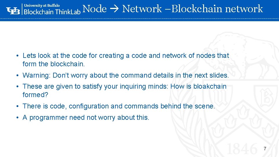 Node Network –Blockchain network • Lets look at the code for creating a code Node Network –Blockchain network • Lets look at the code for creating a code