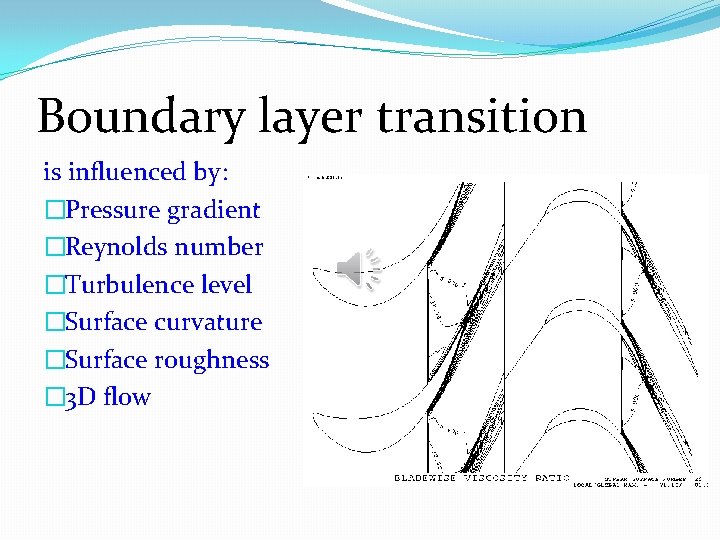 Boundary layer transition is influenced by: �Pressure gradient �Reynolds number �Turbulence level �Surface curvature