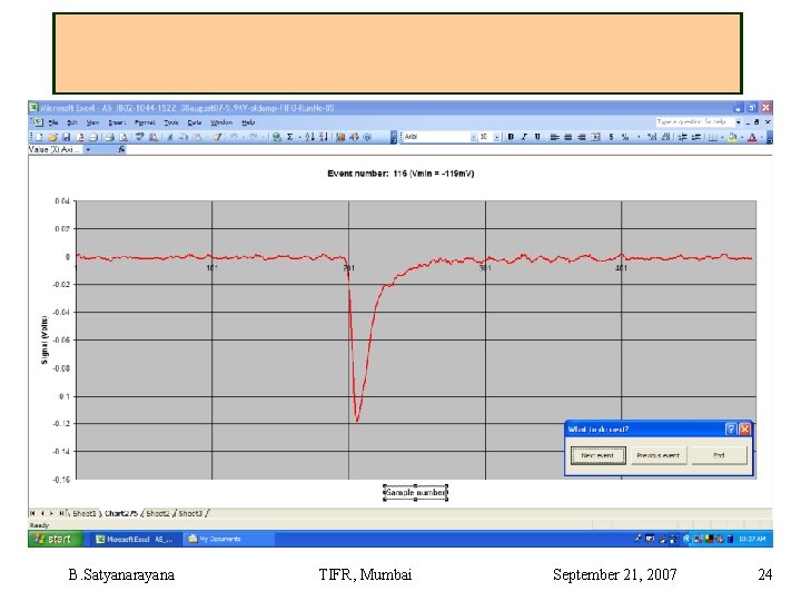 B. Satyanarayana TIFR, Mumbai September 21, 2007 24 