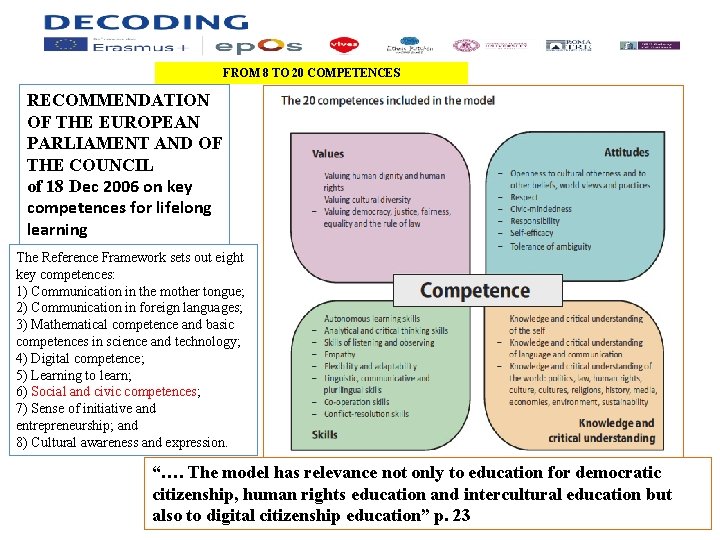 FROM 8 TO 20 COMPETENCES RECOMMENDATION OF THE EUROPEAN PARLIAMENT AND OF THE COUNCIL