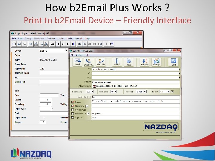 How b 2 Email Plus Works ? Print to b 2 Email Device –