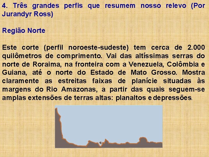 4. Três grandes perfis que resumem nosso relevo (Por Jurandyr Ross) Região Norte Este