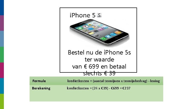 Bestel nu de i. Phone 5 s ter waarde van € 699 en betaal