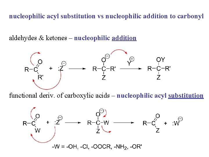nucleophilic acyl substitution vs nucleophilic addition to carbonyl aldehydes & ketones – nucleophilic addition