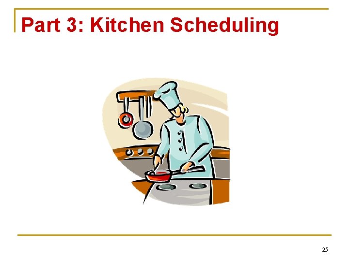 Part 3: Kitchen Scheduling 25 