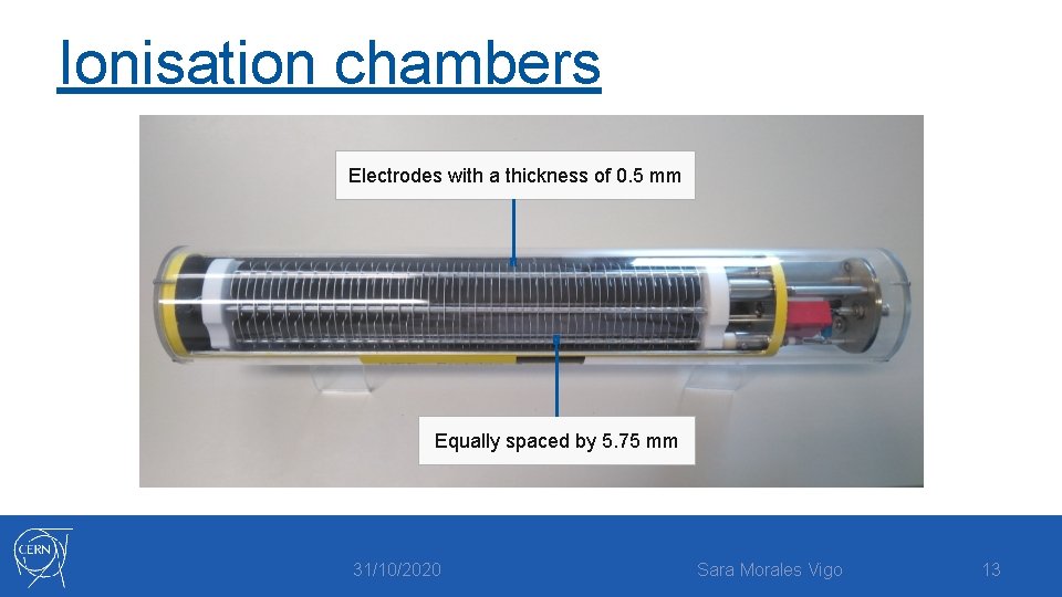 Ionisation chambers Electrodes with a thickness of 0. 5 mm Equally spaced by 5.