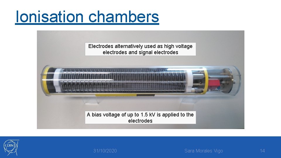 Ionisation chambers Electrodes alternatively used as high voltage electrodes and signal electrodes A bias