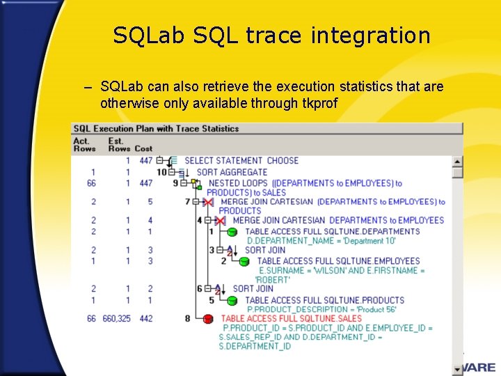 SQLab SQL trace integration – SQLab can also retrieve the execution statistics that are