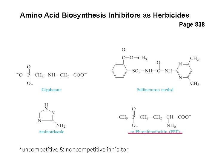 Amino Acid Biosynthesis Inhibitors as Herbicides Page 838 *uncompetitive & noncompetitive inhibitor 