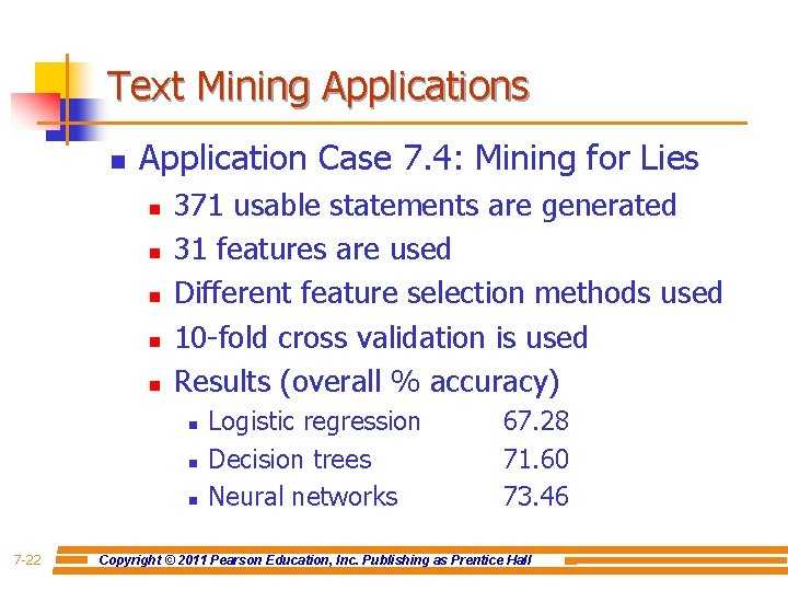 Text Mining Applications n Application Case 7. 4: Mining for Lies n n n