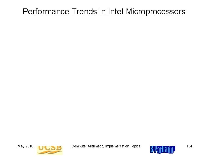 Performance Trends in Intel Microprocessors May 2010 Computer Arithmetic, Implementation Topics 104 