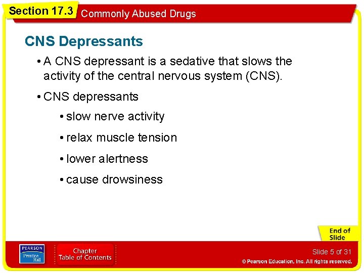 Section 17. 3 Commonly Abused Drugs CNS Depressants • A CNS depressant is a